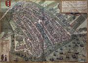 Map of Amsterdam from Civitates Orbis Terrarum by Georg Brau and Frans Hogenburg Rembrandt